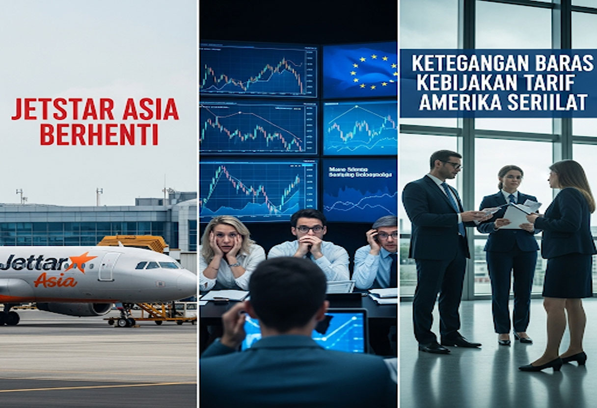 Jetstar Asia Berhenti, Investor Eropa Resah, dan Ketegangan Baru atas Kebijakan Tarif Amerika Serikat